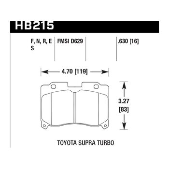 Колодки тормозные HB215S.630 HAWK HT-10 Toyota Supra Turbo 16 mm
