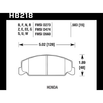 Колодки тормозные HB218G.583 HAWK DTC-60 передние Honda