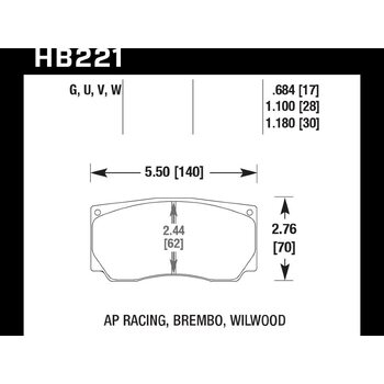 Колодки тормозные HB221U1.18 HAWK DTC-70 Brembo, Alcon 30 mm