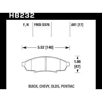 Колодки тормозные HB232F.681 HAWK HPS
