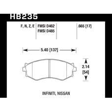 Колодки тормозные HB235E.665 HAWK Blue 9012 передние HYUNDAI / NISSAN