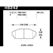 Колодки тормозные HB242E.661 HAWK Blue 9012 Acura/Honda 17 mm