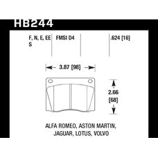 Колодки тормозные HB244S.624 HAWK HT-10 Lotus 16 mm