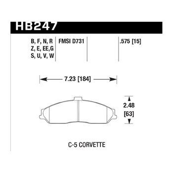 Колодки тормозные HB247S.575 HAWK HT-10 C-5 Corvette 15 mm