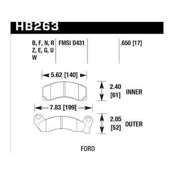 Колодки тормозные HB263G.650 HAWK DTC-60 Mustang 17 mm