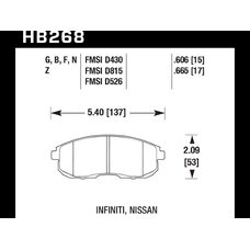 Колодки тормозные HB268G.665 HAWK DTC-60 Nissan 17 mm