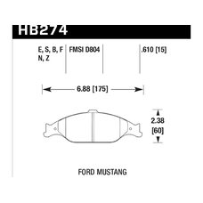 Колодки тормозные HB274S.610 HAWK HT-10 Mustang 16 mm