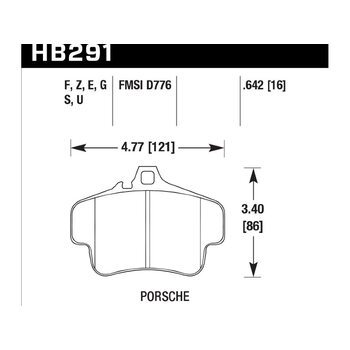 Колодки тормозные HB291G.642 HAWK DTC-60 PORSCHE 911 (996) (997); Boxster (981)
