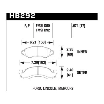 Колодки тормозные HB292F.674 HAWK HPS