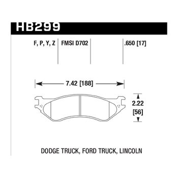 Колодки тормозные HB299F.650 HAWK HPS передние LINCOLN / DODGE / FORD