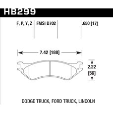 Колодки тормозные HB299Y.650 HAWK LTS передние LINCOLN / DODGE / FORD