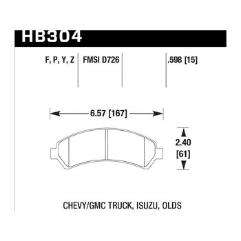 Колодки тормозные HB304Y.598 HAWK LTS передние CHEVROLET Blazer / GMC