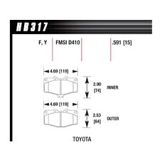 Колодки тормозные HB317Y.591 HAWK LTS; 15mm