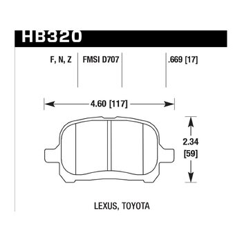 Колодки тормозные HB320F.669 HAWK HPS