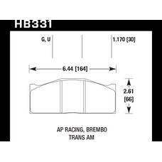 Колодки тормозные HB331G1.17 HAWK DTC-60 AP Racing, Brembo 30 mm