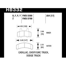 Колодки тормозные HB332B.654 HAWK Street 5.0 передние CADILLAC / CHEVROLET