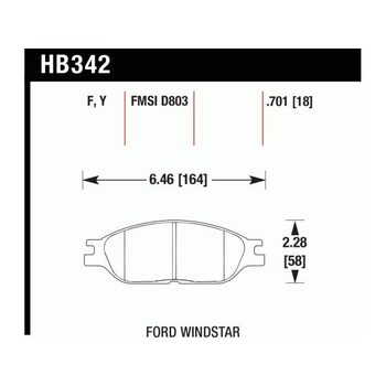 Колодки тормозные HB342F.701 HAWK HPS; 18mm