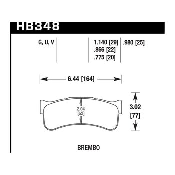 Колодки тормозные HB348Q.980 HAWK DTC-80; Brembo 25mm