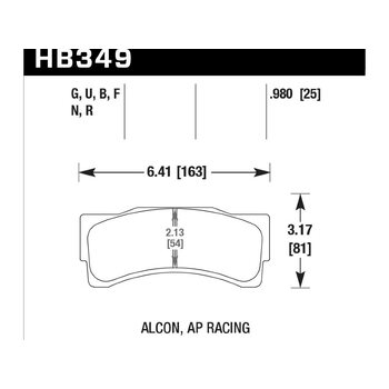 Колодки тормозные HB349U.980 HAWK DTC-70; Acura/Honda (Rear) 25mm