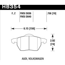 Колодки тормозные HB354F.756A HAWK HPS передние AUDI / VW