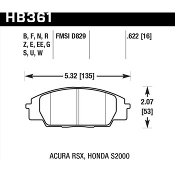 Колодки тормозные HB361B.622 HAWK Street 5.0 передние Honda Civic EP3 Type-R