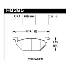 Колодки тормозные HB365F.728 HAWK HPS передние AUDI / VW