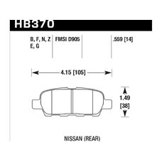Колодки тормозные HB370G.559 HAWK DTC-60 Nissan (Rear) 14 mm