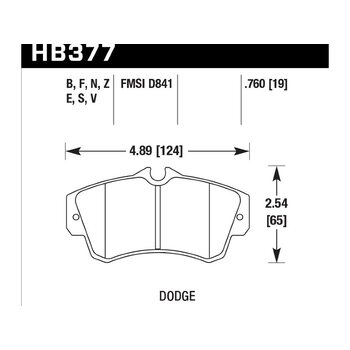 Колодки тормозные HB377S.760 HAWK HT-10 Dodge 19 mm