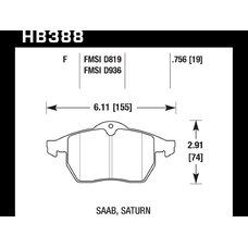 Колодки тормозные HB388F.756 HAWK HPS передние OPEL Vectra (B) / SAAB 9-3, 9-5