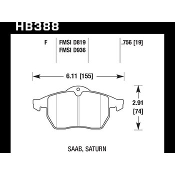 Колодки тормозные HB388F.756 HAWK HPS передние OPEL Vectra (B) / SAAB 9-3, 9-5