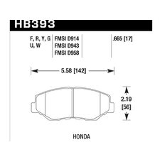 Колодки тормозные HB393W.665 HAWK DTC-30; Honda (Front) 17mm