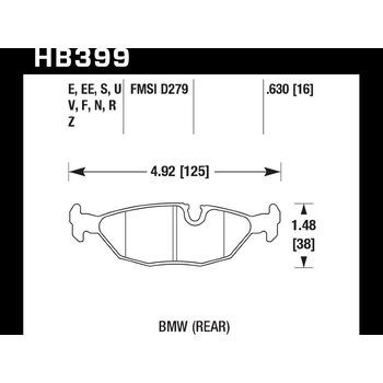 Колодки тормозные HB399G.630 HAWK DTC-60 BMW (Rear)