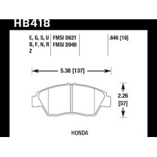 Колодки тормозные HB418E.646 HAWK Blue 9012 Acura RSX/Honda 17 mm