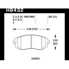 Колодки тормозные HB432N.661 HAWK HP+ передние Subaru Forester, Impreza, Legacy