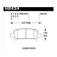 Колодки тормозные HB434Z.543 HAWK PC задние Subaru Forester, Impreza, Legacy