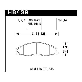 Колодки тормозные HB439F.555 HAWK HPS передние CADILLAC / PONTIAC