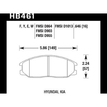 Колодки тормозные HB461E.646 HAWK Blue 9012; Hyundai, Kia 17mm