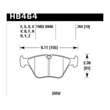 Колодки тормозные HB464E.764 HAWK Blue 9012 BMW 19 mm