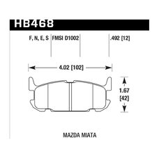 Колодки тормозные HB468E.492 HAWK Blue 9012 Mazda Miata 13 mm