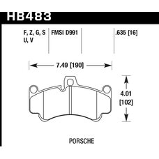 Колодки тормозные HB483F.635 HAWK HPS передние PORSCHE 911 (996), (997), GT2, GT3 Cup, CARRERA GT