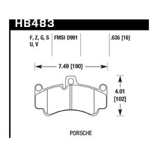 Колодки тормозные HB483Q.635 HAWK DTC-80; Porsche GT3 16mm