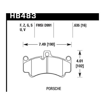 Колодки тормозные HB483Q.635 HAWK DTC-80; Porsche GT3 16mm