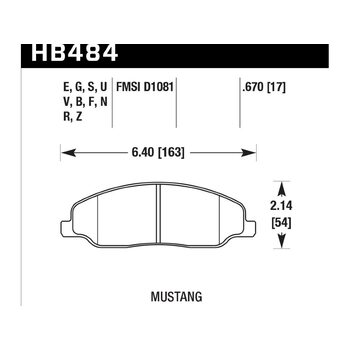 Колодки тормозные HB484G.670 HAWK DTC-60 Mustang 17 mm