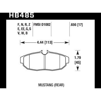 Колодки тормозные HB485E.656 HAWK Blue 9012 Mustang (Rear) 17 mm