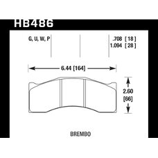 Колодки тормозные HB486U.708 HAWK DTC-70 Brembo, Rotora 6 поршн. 18 mm