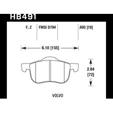 Колодки тормозные HB491Z.693 HAWK PC передние Volvo