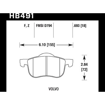 Колодки тормозные HB491Z.693 HAWK PC передние Volvo