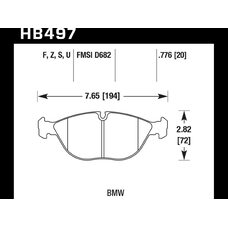 Колодки тормозные HB497S.776 HAWK HT-10 BMW 20 mm