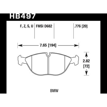 Колодки тормозные HB497S.776 HAWK HT-10 BMW 20 mm