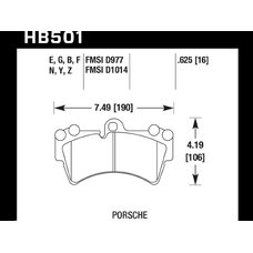 Колодки тормозные HB501E.625 HAWK Blue 9012 Porsche 16 mm